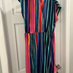 Halogen Green and Red Dolman Sleeve Sundress